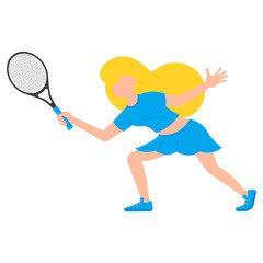 Obraz na płótnie Canvas Sporty girl with tennis racket discourages the filing in cartoon
