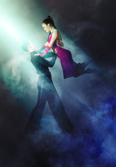 Pair of dancers dancing ballroom