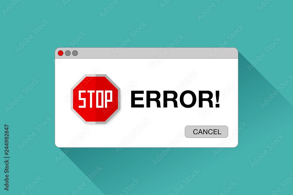 Aufkleber stop page. error window in flat style, stop sign, vector design object for you projects