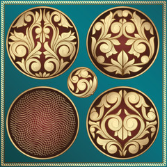 Vintage golden decorative design elements