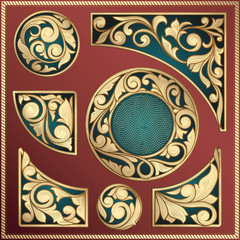 Vintage golden decorative design elements