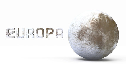 3D Planet of the Europa Solar System in White Background