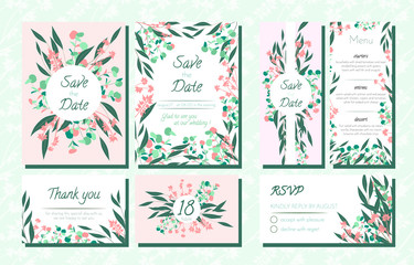 Invite Templates Set with Eucalyptus.