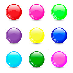 Collection of colorful glossy spheres isolated on white. Vector illustration for your design.