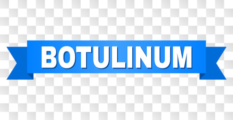 BOTULINUM text on a ribbon. Designed with white title and blue tape. Vector banner with BOTULINUM tag on a transparent background.