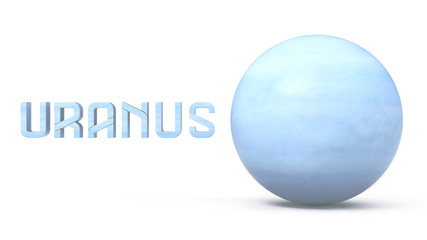 3D Planet of the Uranus Solar System in White Background