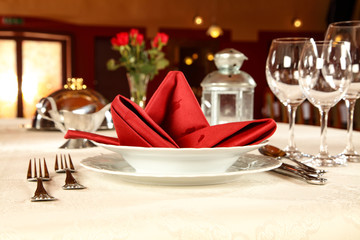 Table background and restaurant interior 