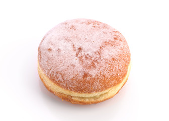 bun stuffed with cream isolated on white background