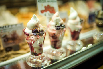 Sweet desserts in a cafeteria / sweets shop. 