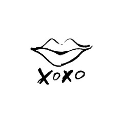 Vector hand drawn lips symbol, logo element template