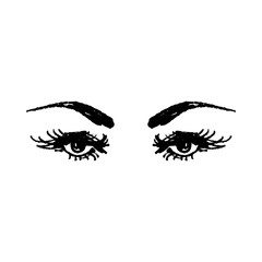 Eyes and yelashes logo. Stylized hand drawn art