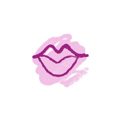 Vector hand drawn lips symbol, logo element template