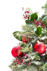 Fototapeta na wymiar Christmas ornaments and greenery