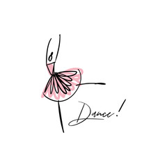 Fototapeta premium Vector line silhouette of elegant ballerina. Dancer icon