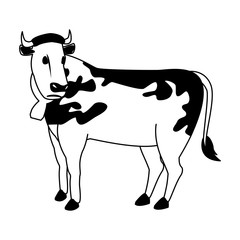 Milch cow cartoon in black and white