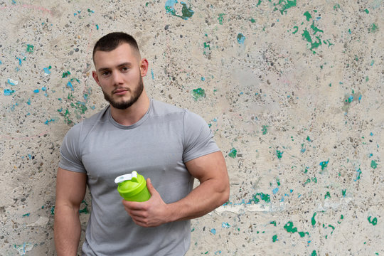 A portrait of bearded bodybuilder. Close up