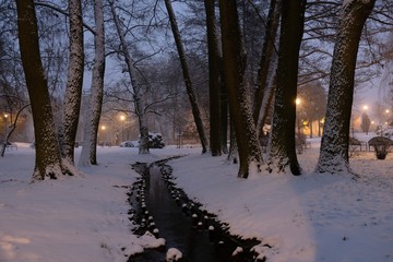 Polska, Gdańsk - zimowy Park Oruński - obrazy, fototapety, plakaty