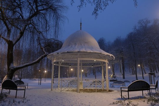Polska, Gdańsk - zimowy Park Oruński