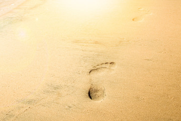 Obraz na płótnie Canvas Beautiful footprints on the beach in nature by the sea