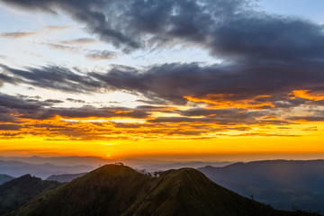 Obraz premium Khao Chang Phuak Mountain, Beautiful Mountain with grass field in Thong Pha Phum National Park, Kanchanaburi, Thailand.