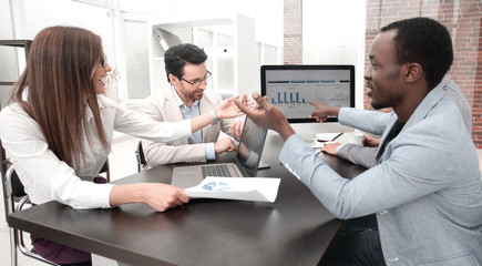 business team analyzes the financial data