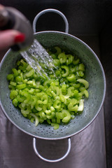 washing celery 