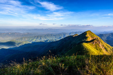 Khao Chang Phuak Mountain, Beautiful Mountain with grass field in Thong Pha Phum National Park, Kanchanaburi, Thailand.