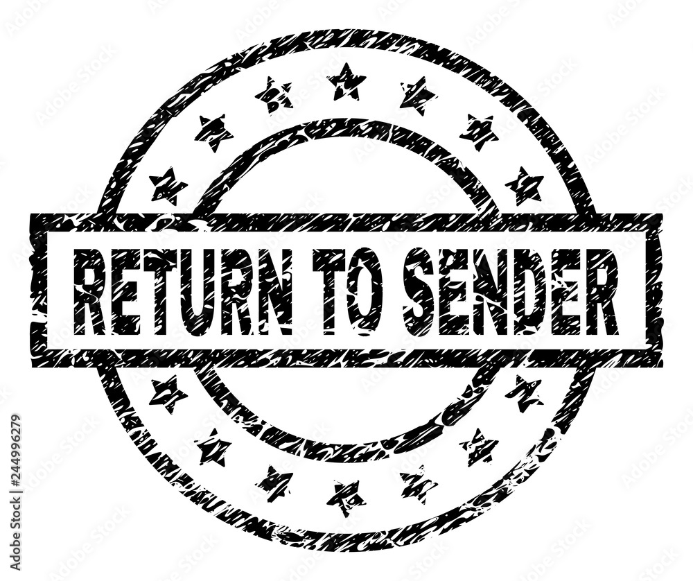 Wall mural return to sender stamp seal watermark with distress style. designed with rectangle, circles and star