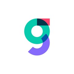 G letter logo overlapping color vector icon mark