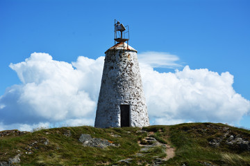 Fototapeta na wymiar Twr Bach lighthouse on Llanddwyn Island on Anglesey in North Wales