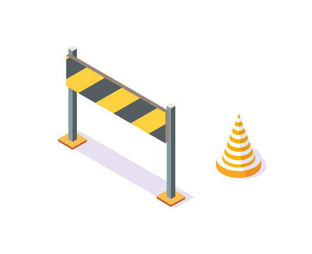 Road Plastic Cone and Stand with Stripes on Board