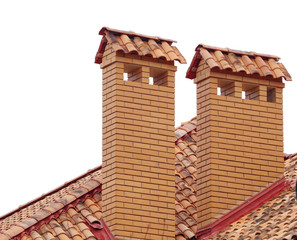 Naklejka premium brick smokestack isolated on white