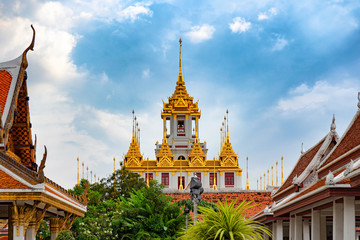 Fototapeta premium Wat Ratchanaddaram and Loha Prasat Metal Palace in Bangkok ,Thailand