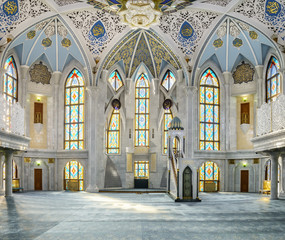 Kul Sharif Mosque. The prayer room. Kazan Kremlin.