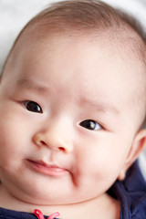 Closeup Asian baby's head expression