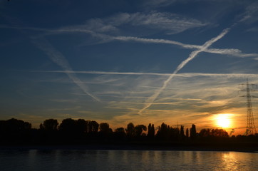 Naklejka na ściany i meble sunset on the Rhine