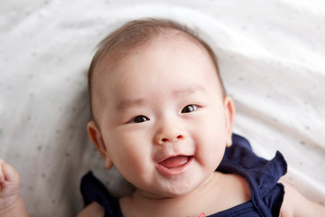 Closeup Asian baby's head expression