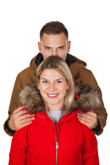 Couple wearing winter clothing