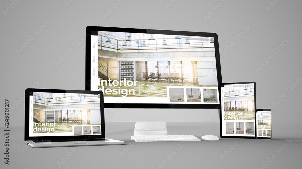 Canvas Prints computer gadgets with interior design website space on screen