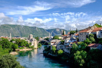 Fototapeta na wymiar The fairytale city of Mostar, a place of mystery, intrigue and history.