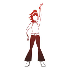 Disco woman cartoon red lines