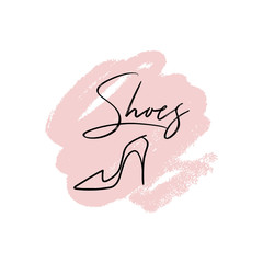 Hand drawn beautiful leather woman shoe with high heel