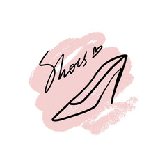 Hand drawn beautiful leather woman shoe with high heel