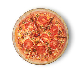 Isolated image of a pizza with jalapeno on a white background