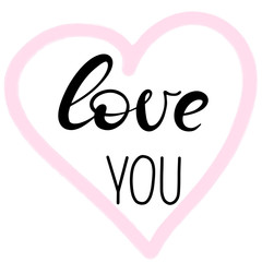 Love you lettering in heart shaped frame.