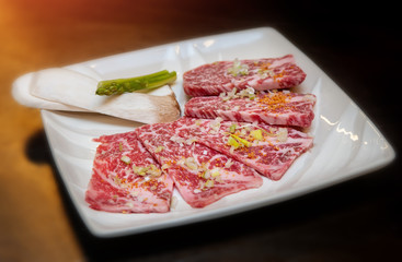 Japanese beef yakiniku menu.