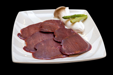 Japanese beef liver yakiniku menu.