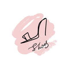 Hand drawn beautiful leather woman shoe with high heel