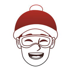 Man with googles and winter hat red lines