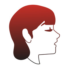 Young woman face cartoon red lines